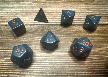 Chessex Dice Opaque Dusty Blue/copper Polyhedral 7-Die Set