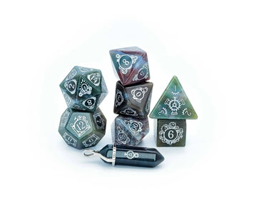 Level Up Dice - Helio-Rivet Indian Agate