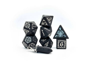 Level Up Dice - Silver Ionized Obsidian Shadow Masque