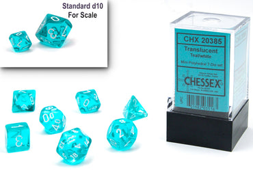 Chessex Dice Translucent Teal/white Mini-Polyhedral 7-Die Set