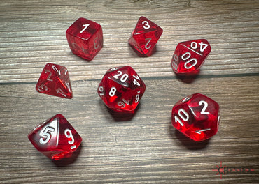 Chessex Dice Translucent Red/white Polyhedral 7-Die Set
