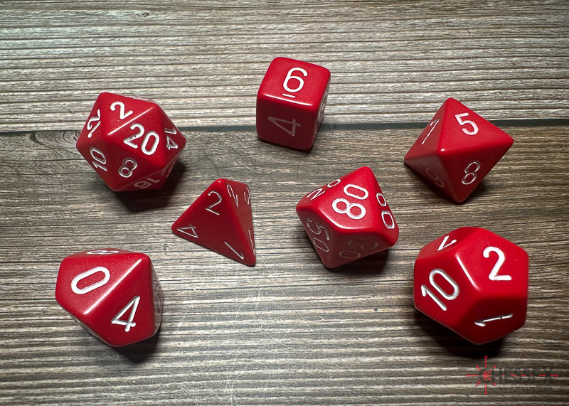 Chessex Dice Opaque Red/white Polyhedral 7-Die Set