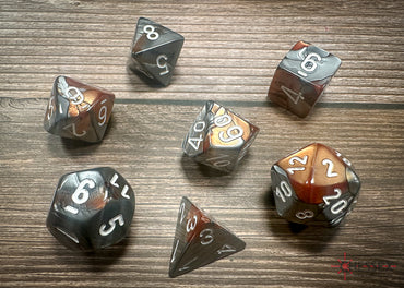 Chessex Dice Gemini Copper-Steel/white Polyhedral 7-Die Set