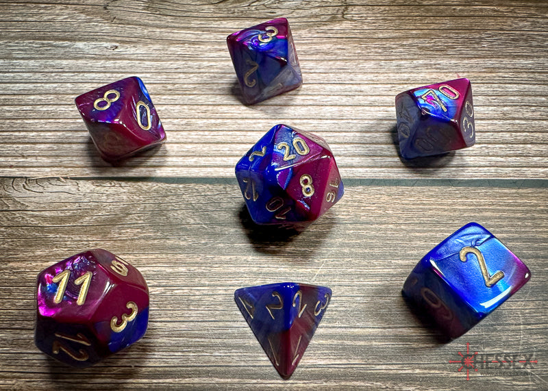 Chessex Dice Gemini Blue-Purple/gold Polyhedral 7-Die Set