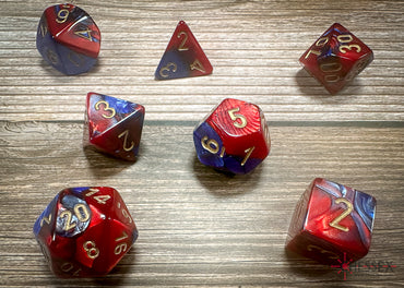 Chessex Dice Gemini Blue-Red/gold Polyhedral 7-Die Set