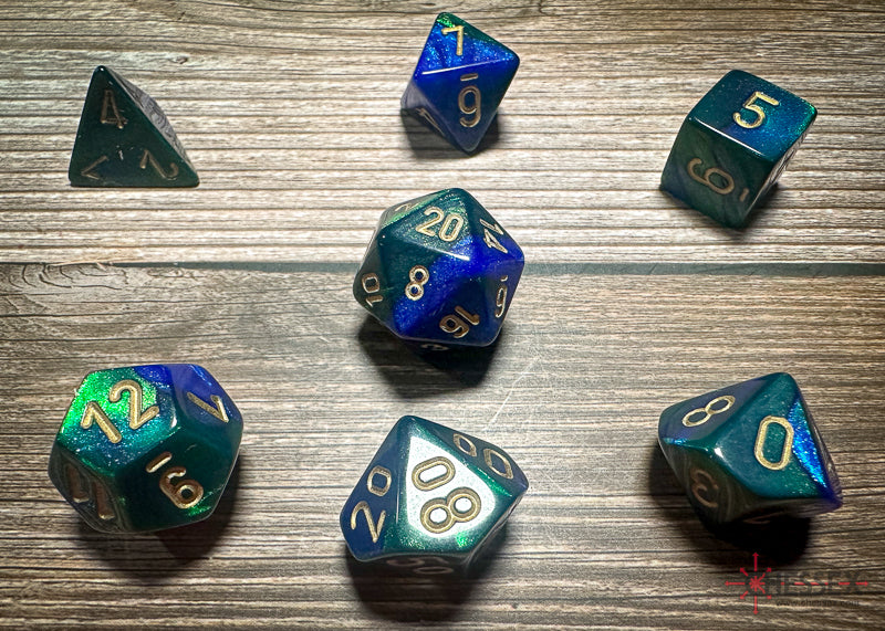 Chessex Dice Gemini Blue-Green/gold Polyhedral 7-Die Set