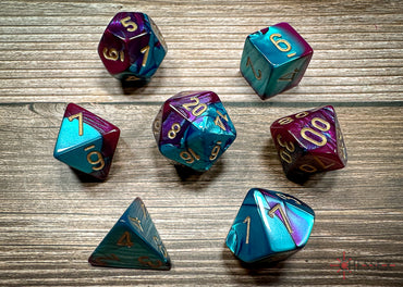 Chessex Dice Gemini Purple-Teal/gold Polyhedral 7-Die Set