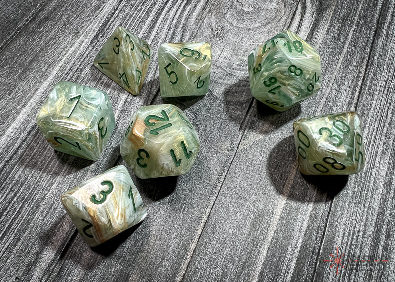 Chessex Dice Marble Green/dark green Polyhedral 7-Die Set