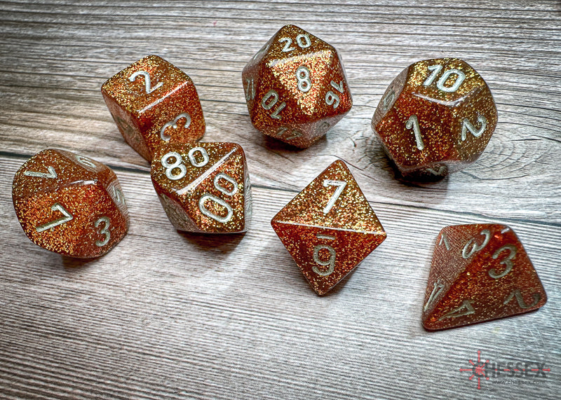 Chessex Dice Glitter Gold/silver Polyhedral 7-Die Set