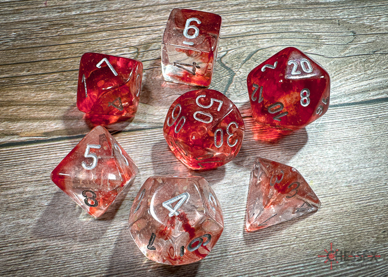 Chessex Dice Nebula Red/silver Luminary Polyhedral 7-Die Set