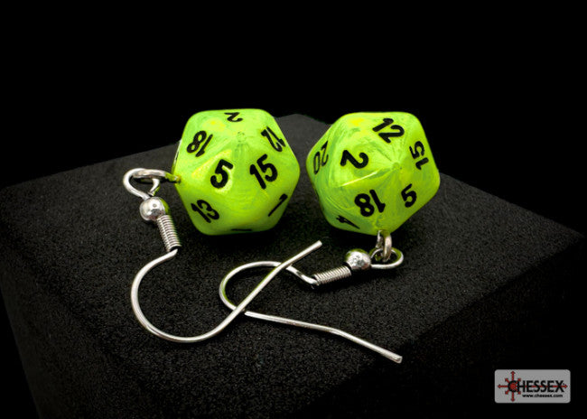 CHX Hook Earrings Mini-Poly D20 Pair ( Random Color )