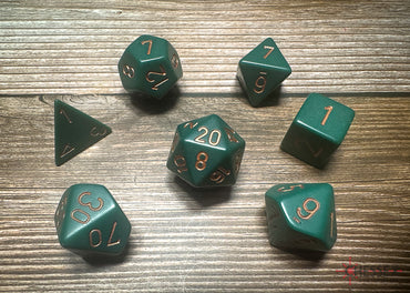 Chessex Dice Opaque Dusty Green/copper Polyhedral 7-Die Set