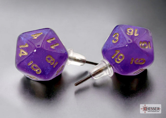 CHX Stud Earrings Mini-Poly D20 Pair ( Random Color )